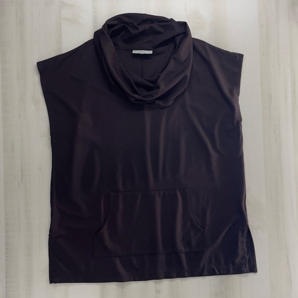 BRYN WALKER pip loose fit oversized cowl terry knit brown poncho tunic top M